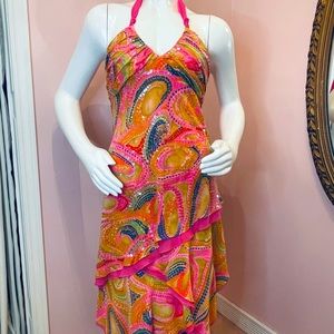 BCBG Maxazaria Y2K watercolor swirl dress as seen on One Tree Hill